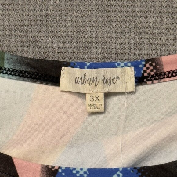 Urban Rose Womens Multicolor Graphic Print Bodysuit Short Sleeve Size 3X NWT - Picture 6 of 11
